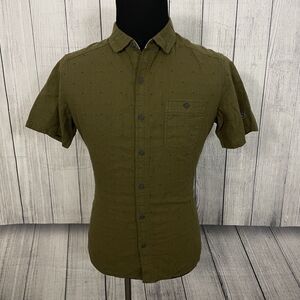 Kuhl Men's Medium Brown Linen Blend Short Sleeve Button-Front Shirt